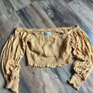 Urban Outfitters Off-Shoulder Ruffle Blouse - Mustard